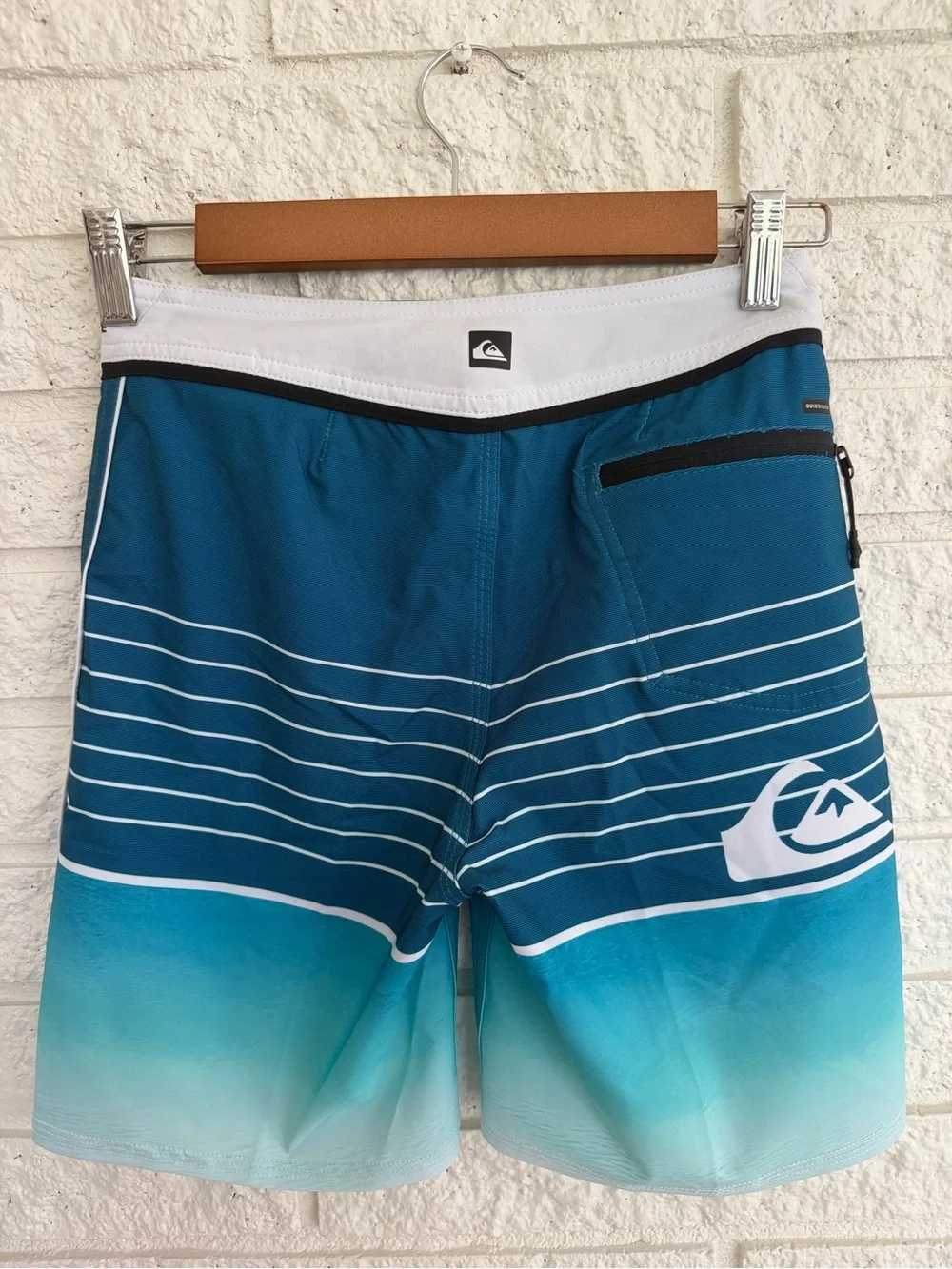 Quiksilver Boy’s High-Line Stretch Teal to Aqua Gradient Stripe Board shorts -